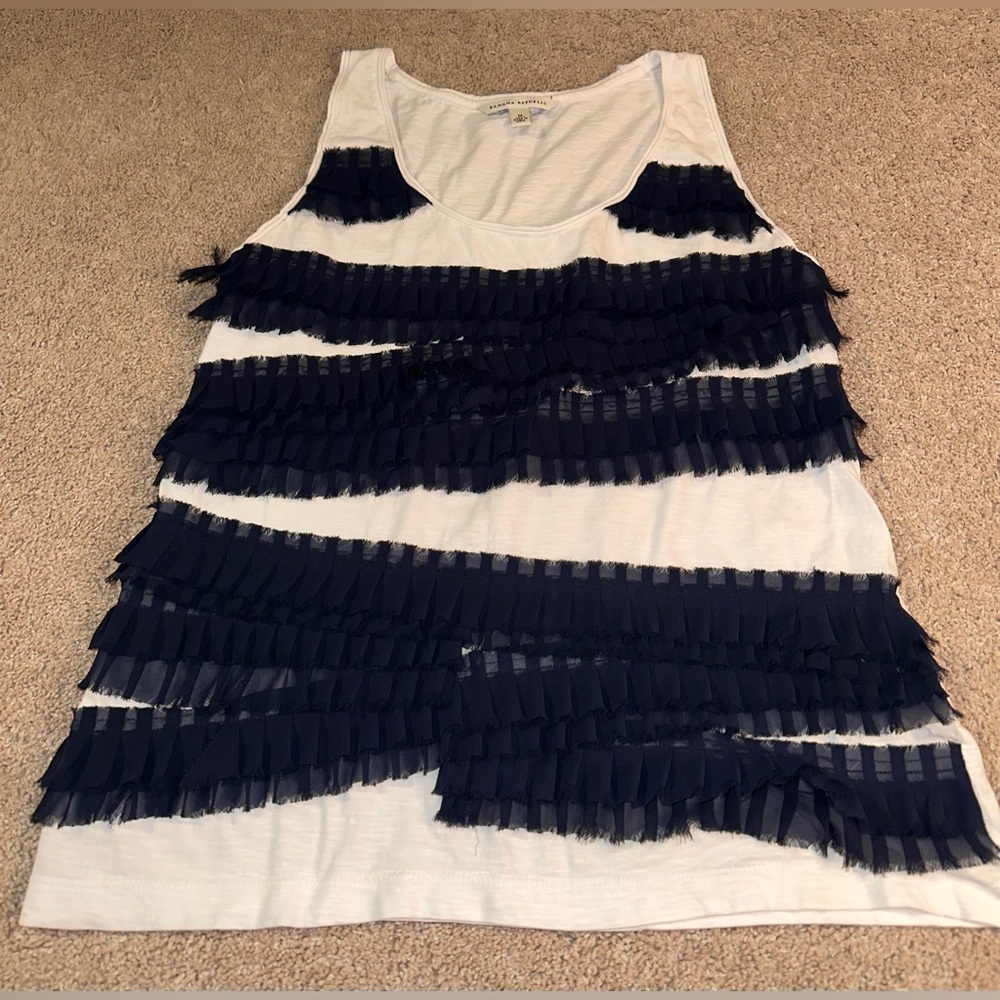 Banana Republic Sleeveless Ruffle Tank Top.  Size M - Picture 3 of 9